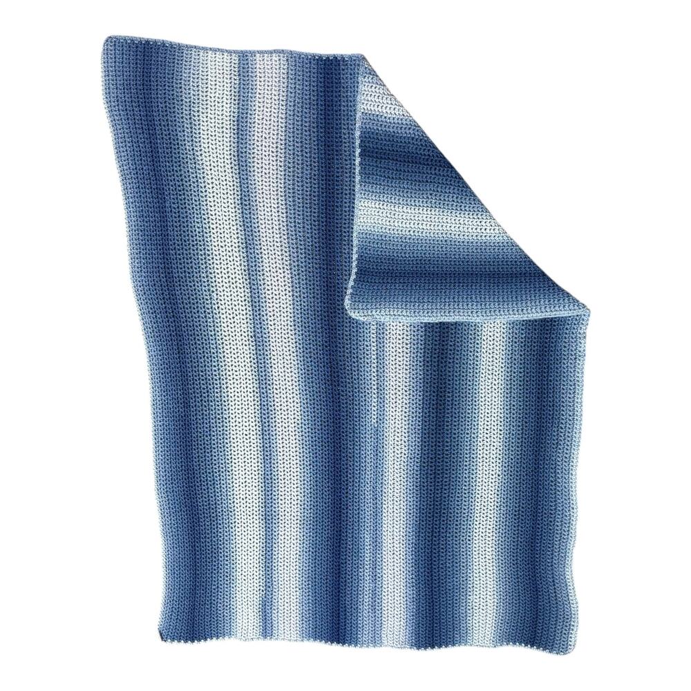 Handmade Afghan Light Dark Blue Ombre 39" x 50"